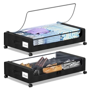 Effortless Under Bed Storage with Wheeled Containers - 60L, 2-Pack, Black - Bild 1 von 9