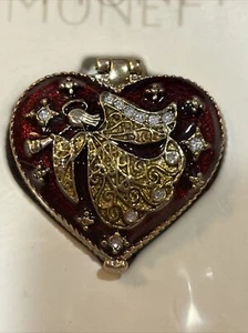 Monet Enamel Trinket Box ~ RED HEART ANGEL ~ In Box - Picture 1 of 8