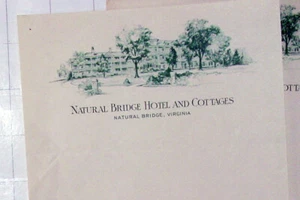 Membrete original antiguo estacionario PUENTE NATURAL HOTEL CABAÑAS Hoteles VA Virginia - Imagen 1 de 3