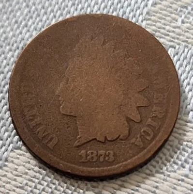 1873 INDIAN HEAD PENNY CENT - CLOSED 3 - AG ABOUT GOOD - Image 1 of 2
