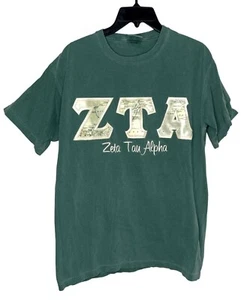 ZTA Zeta Tau Alpha Kurzarm T-Shirt Applikation Stickerei Schwesternschaft Tee M - Bild 1 von 5
