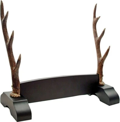 Rite Edge Antler Samurai Sword Stand Faux Antlers With Black Wood Base Holds 3 - Image 1 of 2
