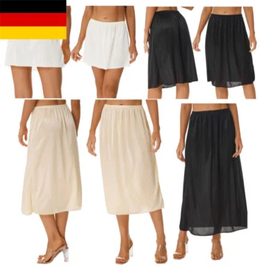 DE Damen Halbrock Elastischer Unterrock Petticoat Unter Kleid Rock Schlupfrock - Bild 1 von 3