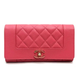 CHANEL A80971 CC Mademoiselle Bifold Long Wallet Caviar Leather pink - Picture 1 of 12