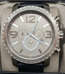 Fossil BQ1175 Grey Dial Black Leather Strap Chronograph Men's Watch - Picture 1 of 1
