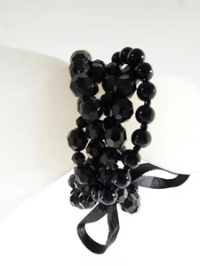 Club Monaco Women's Black Bead 5 Layer Stretch Bracelet Tie NWOT 110 - Picture 1 of 5
