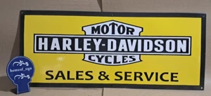 Harley Davidson Porcelain Enamel Sign 36 X 15 Inches 1 sides - Picture 1 of 5