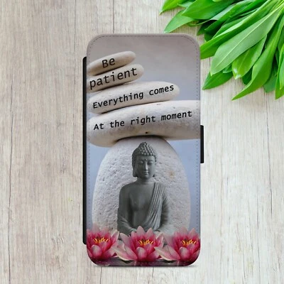 BUDDHA SPIRITUAL POSITIVE FLIP WALLET PHONE CASE COVER FOR IPHONE SAMSUNG HUAWEI - Image 1 of 4