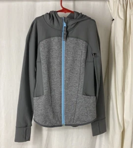 Ivivva 10 Zip Front Gray Jacket Hoodie Lululemon Girls Pockets Thumbholes - Picture 1 of 10