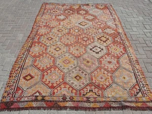 6x9 Handmade aztec kilim rug - rugs for living room - Picture 1 of 10