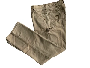 Lee Loose Fit Men's Size 34x34 Beige Cotton Blend Carpenter Pants Stronger Denim - Picture 1 of 9