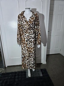 Boho Australia size L generous fit bamboo leopard print maxi dress new - Picture 1 of 4