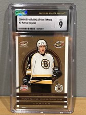 PATRICE BERGERON 2004-05 Pacific NHL FANtasy #/1500 RC Boston Bruins GRADE CSG 9