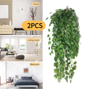 Artificial Hanging Plants Fake Home Outdoor Hanging Greenery Plant (Pack of 2) - Picture 1 of 10
