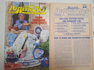 Muñeca Occidental Annie's Pattern Club Boletín Folleto Revista Abril Mayo 1987 44 Foto 1 de 4
