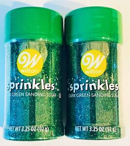 2x Wilton GREEN Sanding Sugar Sprinkles 3.25 oz/ea Cookie St. Patrick's Day