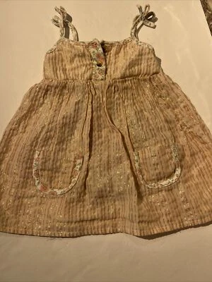 Daisy Fuentes Infant Girls Size 18 Months Pastel Peach  & Gold Stripe Dress - Image 1 of 4