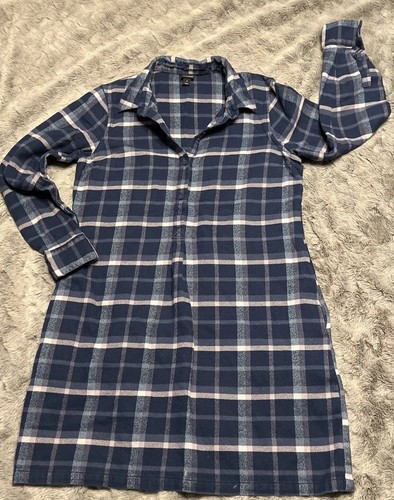 Abito Patagonia donna taglia S blu camicia a quadri tasche a cambio flanella biologico