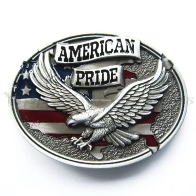 American Pride Flag w/ Eagle Metal Fashion Belt Buckle - Image 1 of 2
