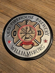 OLD FIREHOUSE BREWERY METALLO BAR INSEGNA Williamsburg Ohio birra artigianale TIN TACKER - Foto 1 di 6