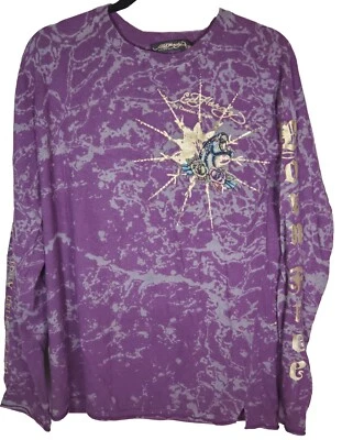 Suéter Ed Hardy Tejido Mezcla Lana Manga Larga Pantera Tachonado Púrpura Dorado Para Hombre M Foto 1 de 4