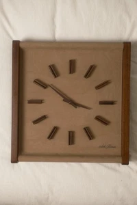 Rarissimo orologio da parete quadrato Seth Thomas metà secolo moderno in camoscio - funzionante! - Foto 1 di 7