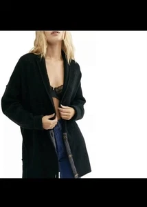 Free People Cardigan lungo oversize donna XS eucalipto nero grosso accogliente boho - Foto 1 di 15
