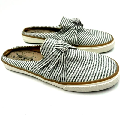 Zapatos planos para mujer MARGARITAVILLE 7,5 marinero sin cordones de lona nudo a rayas mula Foto 1 de 4