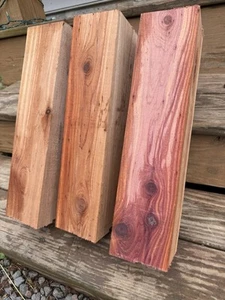THREE EASTERN RED CEDAR LARGE WOOD TURNING BLOCKS LUMBER LATHE 4 X 4 X 16” - Picture 1 of 2