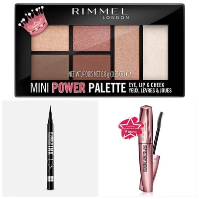 Rimmel Eye Lip Cheek Mini Power Eye Shadow Palette 003 Queen Plus 2 Bonus Items - Image 1 of 4