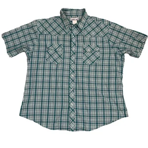 Vintage Wrangler Pearl Snap Cowboy Western Southwest Green Plaid Shirt Mens XXL - Picture 1 of 8