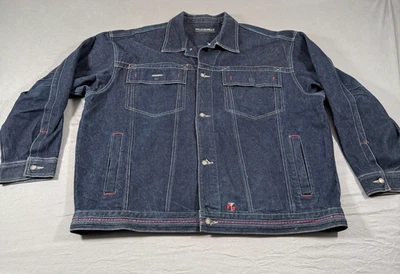 Jaqueta jeans Pelle Pelle Hi-Fi masculina XXL azul casaco jeans vintage Y2K Marc Buchanan - Imagem 1 de 4