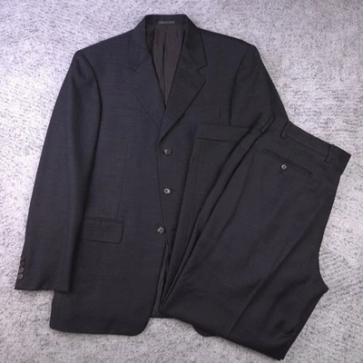 Pal Zileri Suit 40R 42 34x30 *SM HOLES* Wool Pleated Cuffed Italy Brown 3 Button - Image 1 of 4