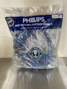 Phillips 12ft Blue Coiled Air Line Hose 48in Lead, 11-332 - Picture 1 of 2