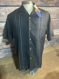 Tommy Bahama Shirt Men's Med. Black Silk Embroidered Winning Catch Camp NEW - Picture 1 of 4