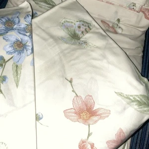 Pretty! 4pc JC Penney Full Sheet Set Blue Pink Floral Butterfly Cotton Blend 300 - Picture 1 of 11