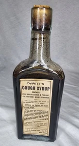 Antike 1900er DeWitts Hustenkur Sirup Glas Flasche Quacksalber Medizin mit Chloroform - Bild 1 von 7