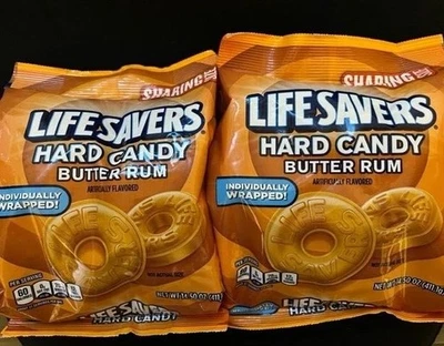 Life Savers RON MANTEQUILLA Caramelo Duro Envuelto Individualmente-GRANDE Tamaño Compartido-2 BOLSAS Foto 1 de 2