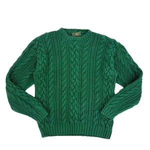 Suéter Vintage Tejido Cable Kelly Verde Texturizado Abuelo Años 90 Retro XXL Grueso - Imagen 1 de 7