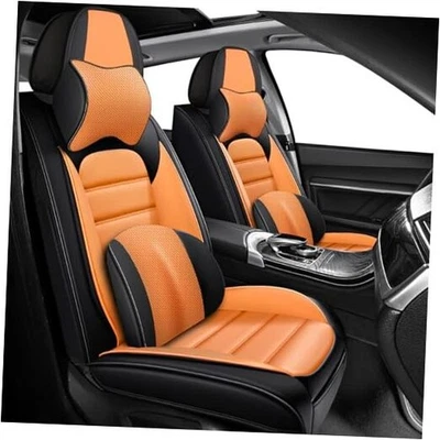Seat Covers for Nissan Frontier 1998-2026 Nappa Front with pillow Black&Orange - Image 1 of 4