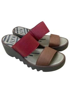 Sandalias de cuña Fly London Besy 357 tacón sin cordones rojo tostado para mujer talla EU 36 US 5,5 - Imagen 1 de 4