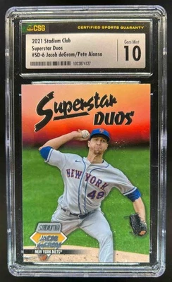 2021 Stadium Club Pete Alonso Jacob deGrom Superstar Duos #SD-6 CSG 10 - Image 1 of 2