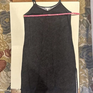 Garnet Hill Womens Linen Black Gray Maxi Slip Dress Lagenlook Minimalist Size 16 - Picture 1 of 9