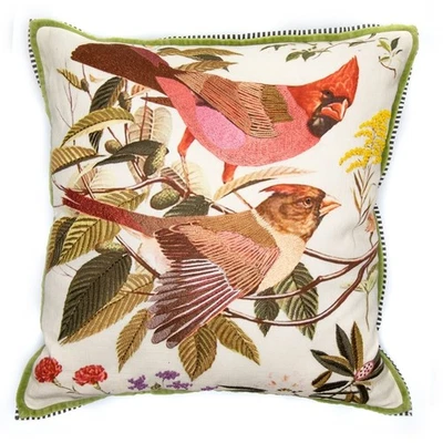 MacKenzie Niño Cardenal Observadores de Aves Almohada Bordada 20"x20" Nueva con etiquetas Foto 1 de 4