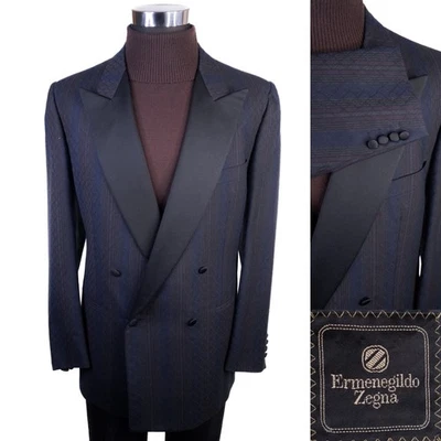 Chaqueta Blazer Ermenegildo Zegna Doble Pecho Elegante Textura Jacquard Talla 44L Foto 1 de 4