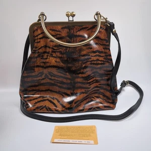 Borsa PATRICIA NASH pelle novella telaio cinturino extra stampa tigre chiusura bacio nuova - Foto 1 di 11