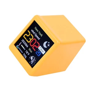Yellow Smart Desktop Clock WIFI Weather Clock 1.5"Screen Temperature Humidity ww - Picture 1 of 13