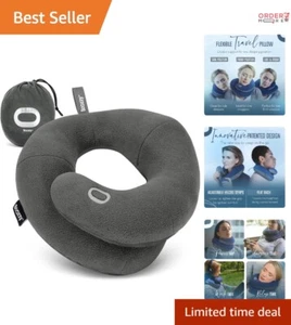 Travel Neck Pillow Polyester X-Large Double Support Adjustable for Long Flights - Picture 1 of 10