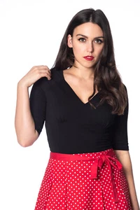 Abbigliamento donna nero vintage anni '50 retrò rockabilly collo a V Betty VIETATO - Foto 1 di 3