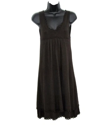 Vestido de bambú de seda Milly S marrón tejido sin mangas imperio suéter en capas acogedor Foto 1 de 4